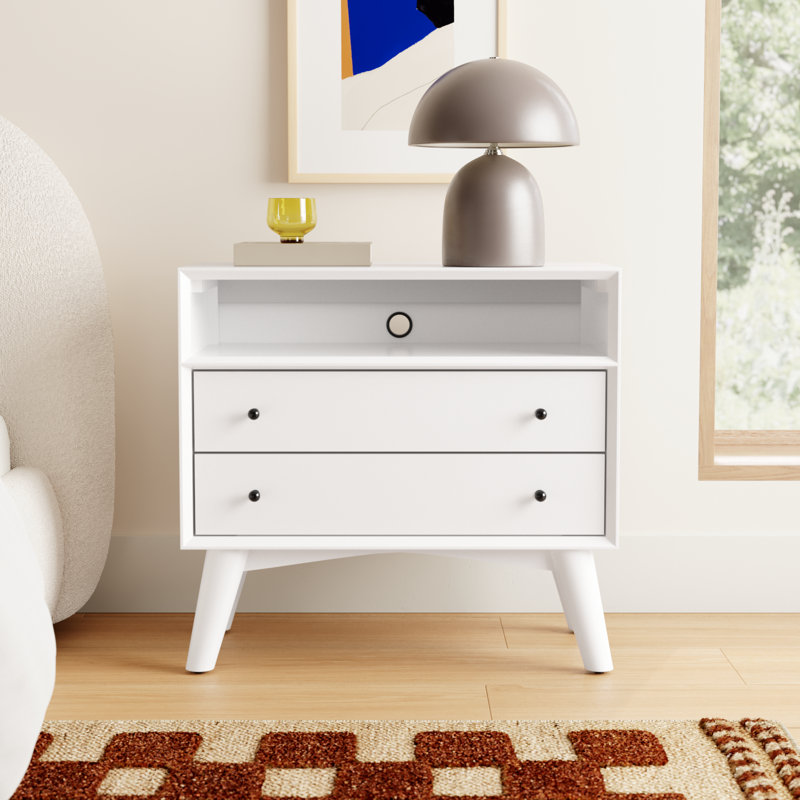Williams 2-Drawer Nightstand with Shelf, White