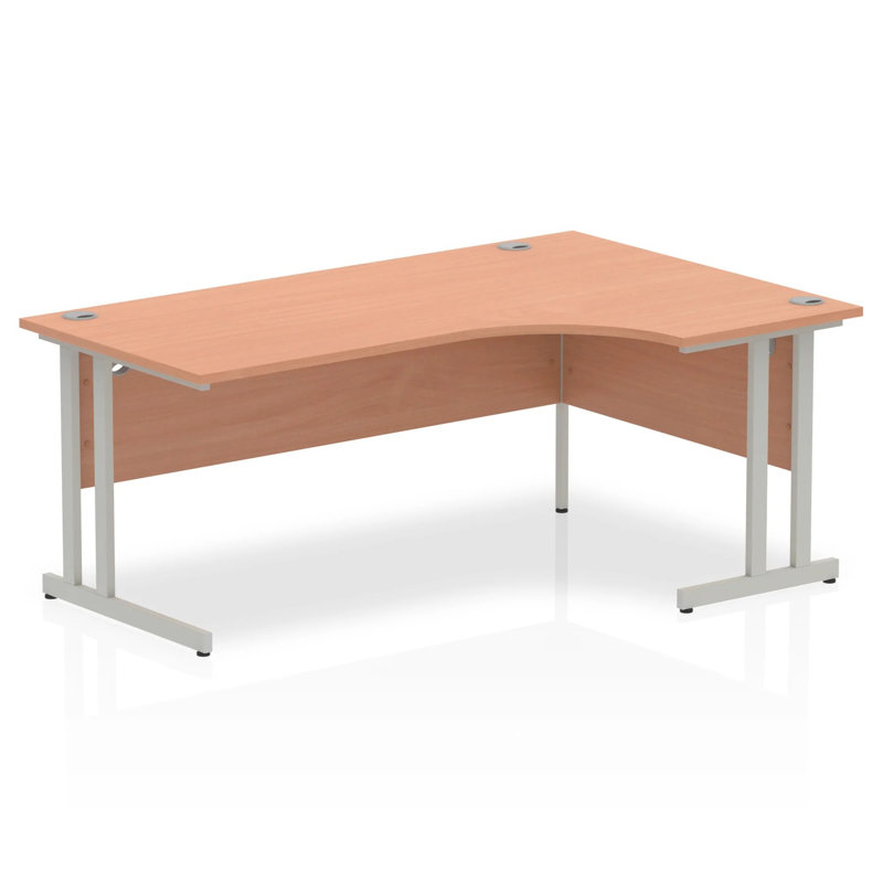 Impulse L-Shape Computer Desk, Beech/Silver, Right Hand Facing, 73cm H x 180cm W x 120cm D