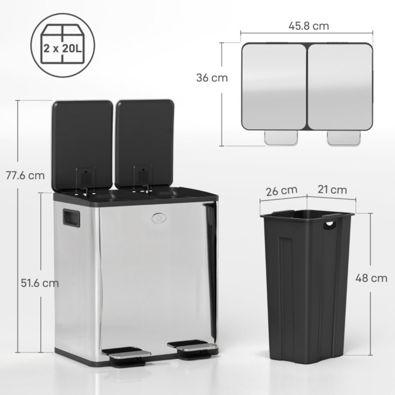 Stainless Steel Kitchen Trash Can, Silver