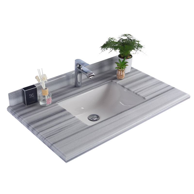 Forever 35.98 Marble 1 Single Bathroom Vanity Top Sink Included Sink, White Stripes
