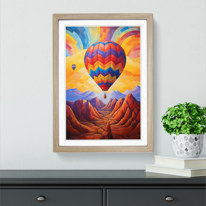 Hot Air Balloon Abstract - Framed Print, Oak, 34cm H x 25cm W x 2cm D