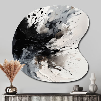 Black Textured Splash Paint Art IV - Abstract Painting Drop Shape Irregular Metal Wall Decor