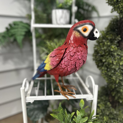 Metal Scarlet Macaw Statue