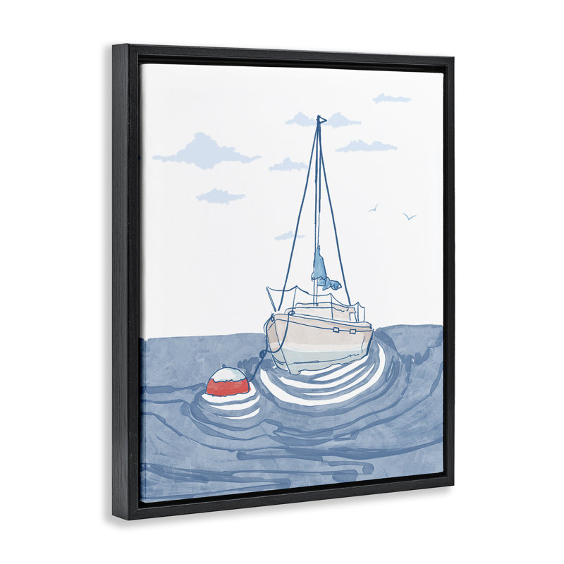 Cadre flottant pour voilier Cool Tone, design par Melissa Tilley, H 21 po x l 17 po, Cadre flottant noir de jais