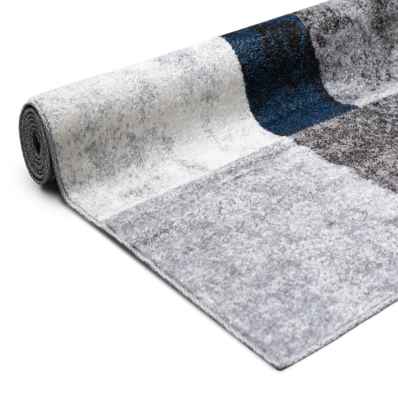 Geometric Shapes Area Rug, Blau/Grau, Rectangle 60 x 110cm