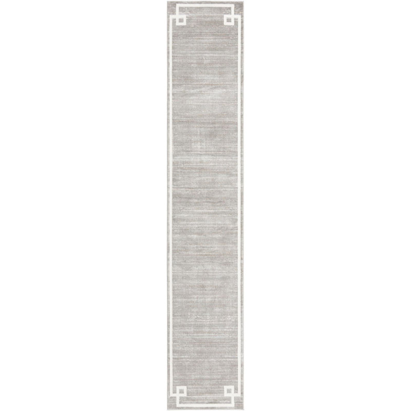 Tapis contemporain gris Aimeeleigh, Tapis de couloir 2 pi 7 po x 13 pi 11 po