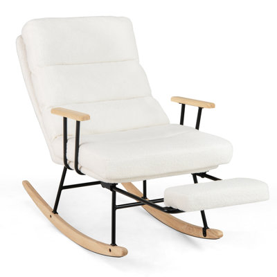 1 PCS Nursery Rocking Chair with 5-level Adjustable Backrest & Retractable Footrest by George Oliver