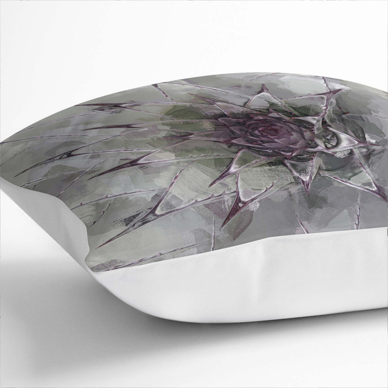 Succulent Cushion with Filling, White, 40cm H x 40cm W x 15cm D
