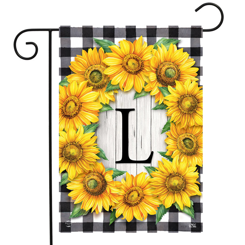 Drapeau de jardin tournesols monogramme L