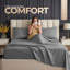 Ensemble de literie pour grand lit Beddora en gris - 4 pièces de draps en microfibre ultra-douce, poche profonde, infroissable - facile d'entretien, literie de luxe hôtel pour grands lits-118847938-118847940