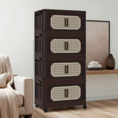 Armoire de rangement à 4 niveaux en plastique brun à grande capacité avec armoire de rangement pliante à largeur latérale de 20 pouces 19,69 pouces x 11,81 pouces x 40,55 pouces Idéal pour l'organisation de bureau à domicile