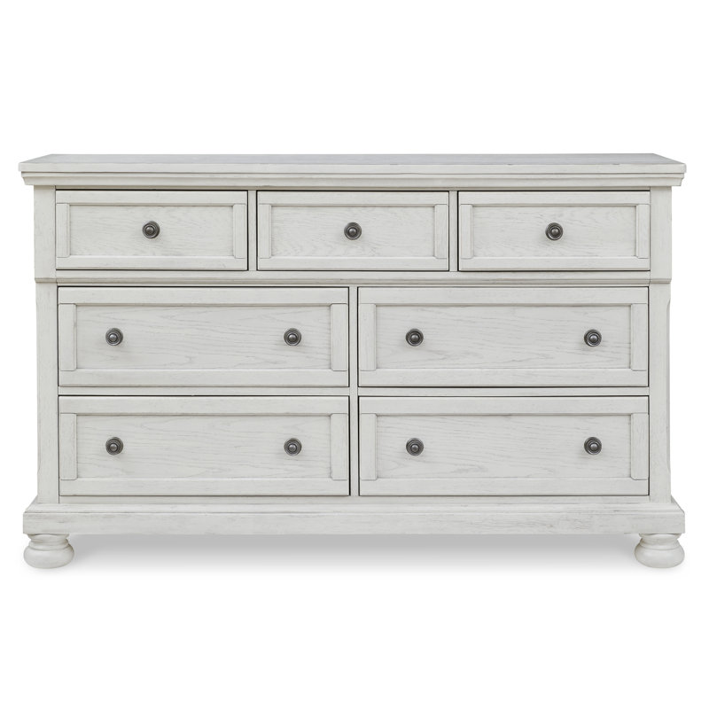 Commode Robbinsdale blanc antique avec 7 tiroirs