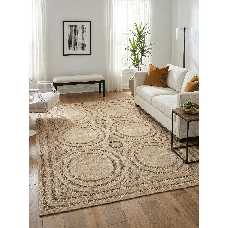 Mehndi Handmade Geometric Area Rug, Rectangle 10' x 14'
