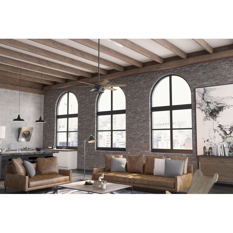 Houston 52" Matte Black 6-Blade Ceiling Fan with LED Lighting & Remote