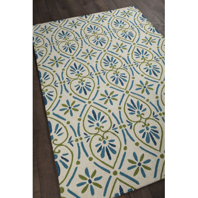Shoreham Authentic Machine Tufted Blue, Green, Beige Abstract Polypropylene Indoor/Outdoor Area Rug