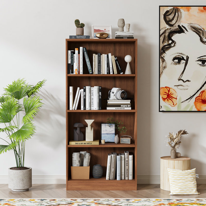 Jalacia Bookcase, Columbia Walnut, (4 Shelves) 55" H x 24" W x 9" D