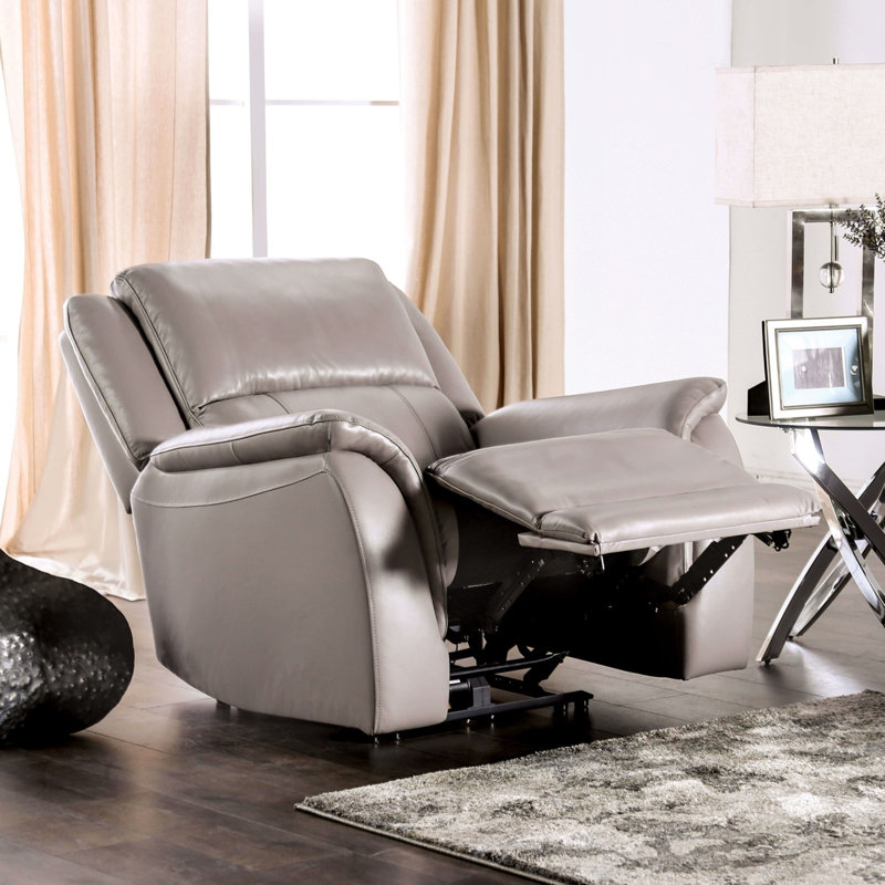 Transitional Style 1Pc Power Recliner, Light Gray
