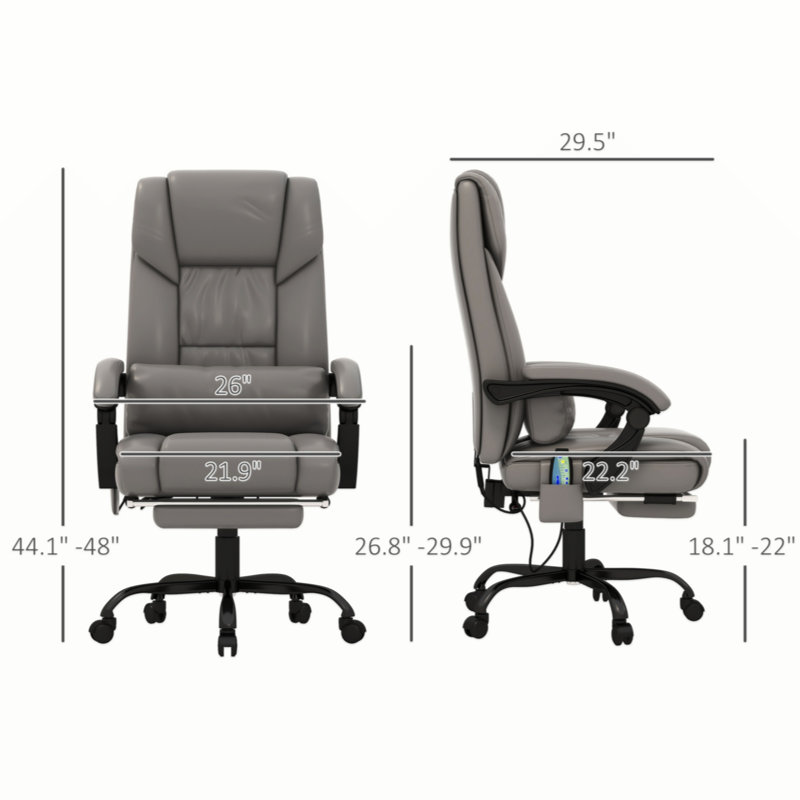 Fauteuil de bureau à massage à haut dossier et vibration avec télécommande 6 points