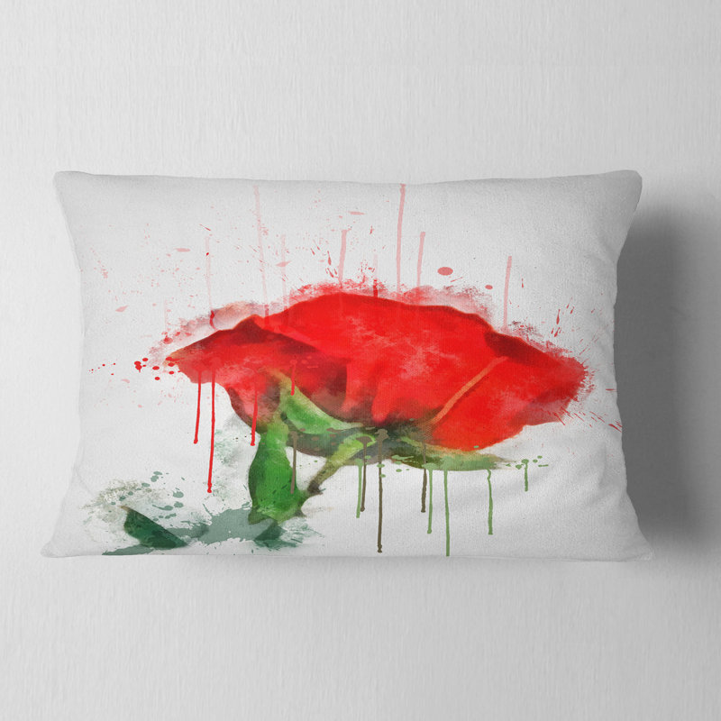 Coussin décoratif imprimé à la main Red Rose