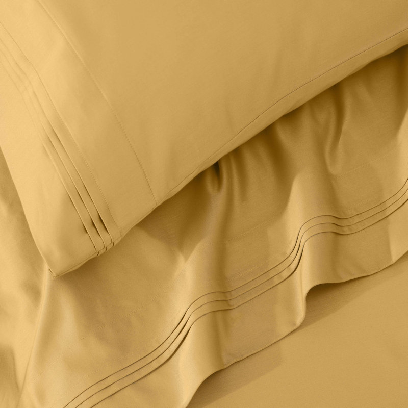 Ensemble de draps en coton 1000 fils Blue Nile Mills, Grand lit olympique, Or