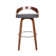 Maxime Swivel Counter or Bar Height Bar Stool with Open Low Back in Faux Leather and Wood