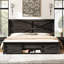 Cadre de lit de style campagnard avec portes de grange coulissantes 49 po Revan, noir-1835662606-1835662605