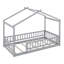 Structure de lit simple en bois avec clôture-681064687