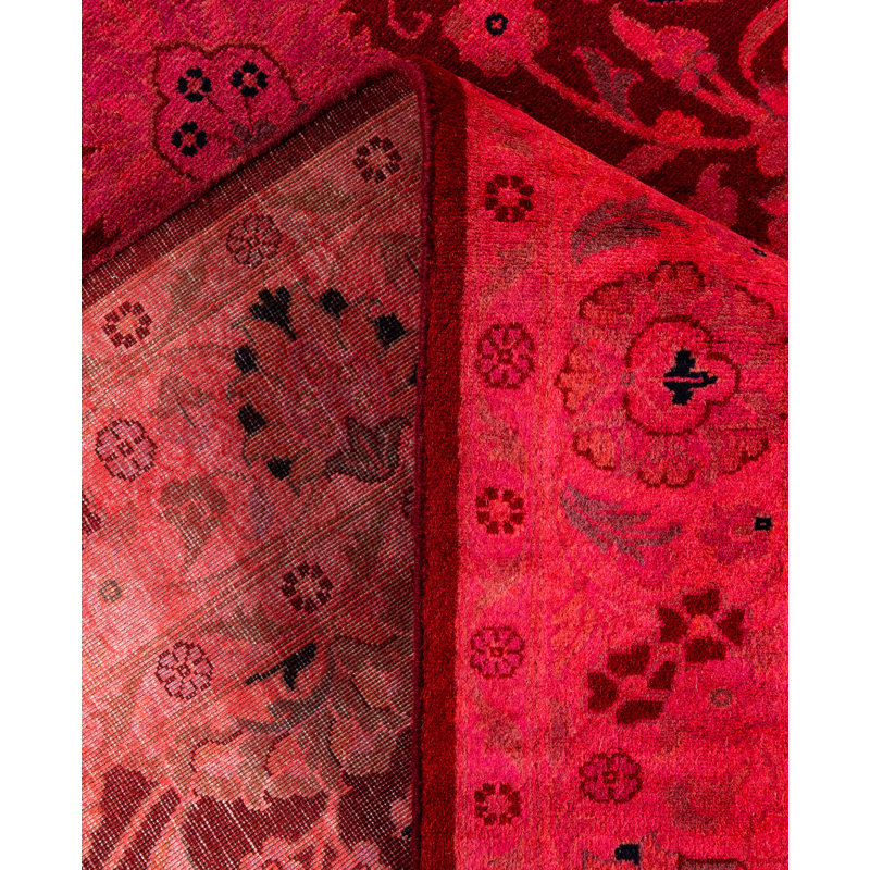 Overdyed Hand-Knotted Wool Modern-Contemporary Pink Area Rug 4' 2" x 6' 2"