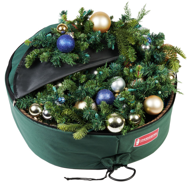 Padded Christmas Wreath Storage Container, 8" H x 48" W x 48" D