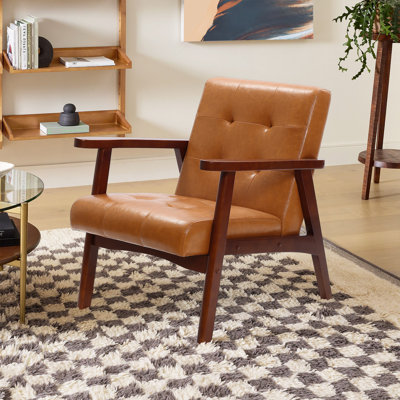 Fauteuil rembourré en similicuir de 27,2 po de largeur Jacier