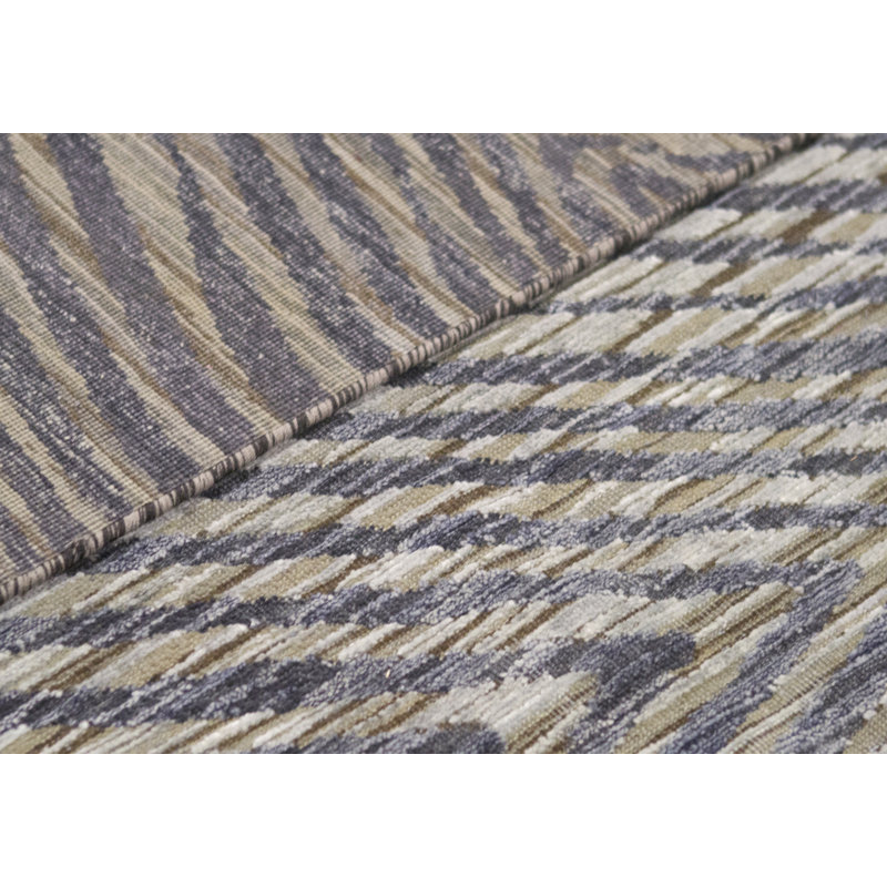 Hand Woven Silk and Wool Geometric Area Rug