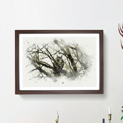 Great Horned Owl Resting in Abstract - Picture Frame Graphic Art Print