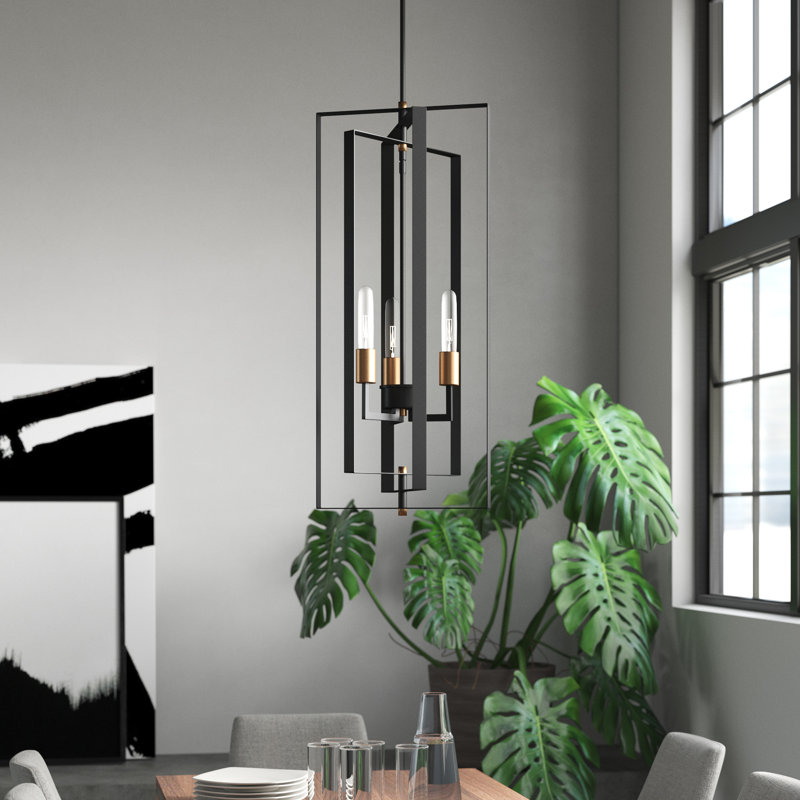 Lustre géométrique à 3 lumières de style bougie Taubert