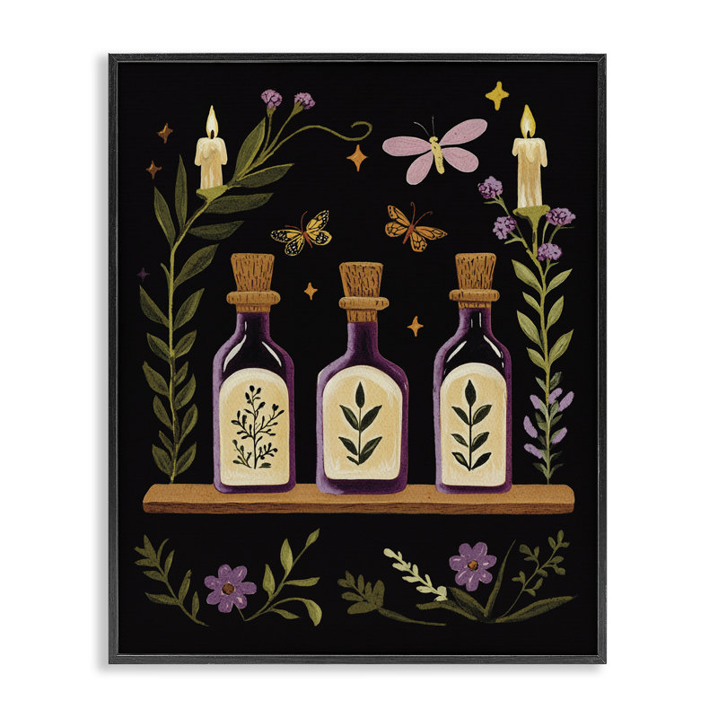 Tablette victorienne d'apothicaire, estampe numérique, design par Yen, H 20 po x l 16 po, Giclée encadrée noir minuit