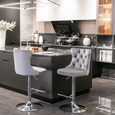 Daijiah Swivel Upholstered Adjustable Height Counter Stool