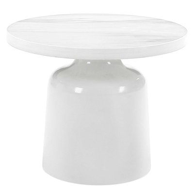 Zaid End Table, Engineering Marble & White High Gloss Finish