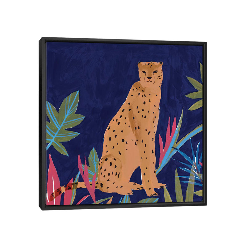 «Cheetah II» par Isabelle Z - impression d'art graphique, H 37 po x l 37 po x P 1,5 po, Pas de tapis, Toile avec cadre noir