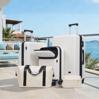 Luggage Sets 5 Piece with Half-opening, Hardside Carry On Suitcase Set with Double Spinner Wheel, Lightweight Travel Luggage with USB Port,TSA Locks