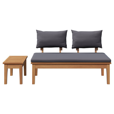 Ensemble de table et banc de jardin vidaXL 2 pièces en bois de teck massif gris et brun