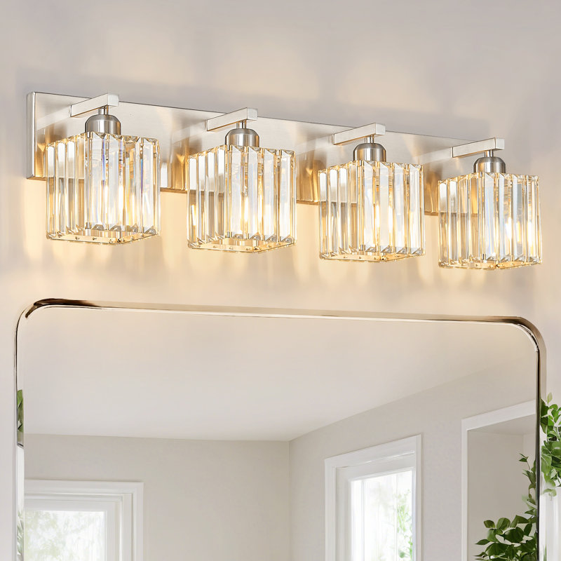 Lanceton Dimmable Vanity Light, 4 Lights, Sand Nickel