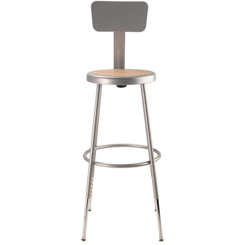 Tabouret en acier robuste à hauteur réglable avec dossier, 25 po
