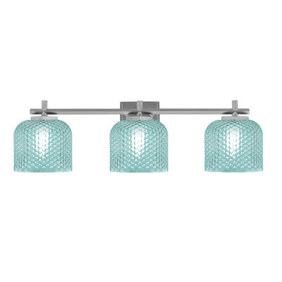 Barre d'éclairage de salle de bain 3 lumières Mariko avec verre texturé fumée 6 po