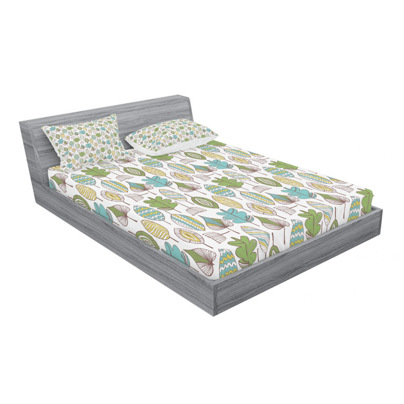Rowan Microfiber Floral Sheet Set, Full Sheet Set + Fitted Sheet + 2 Pillowcases, Green/Yellow/Mint Floral