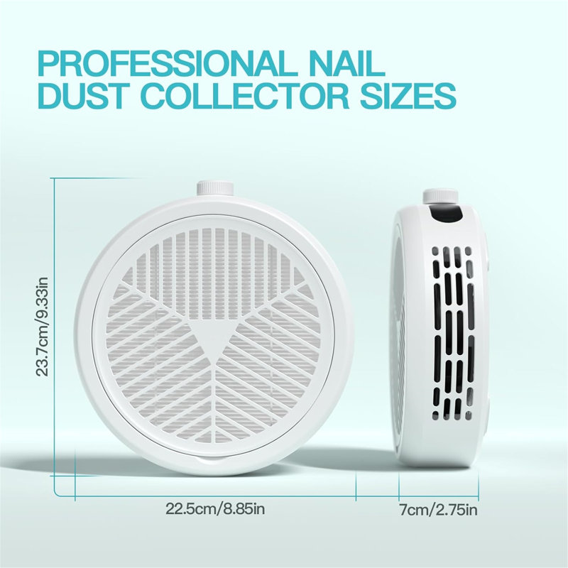 Collecteur de poussière professionnel, ventilateur d'aspirateur ajustable à 3 vitesses avec moteur sans brosse 120W avec filtre réutilisable pour salon de manucure