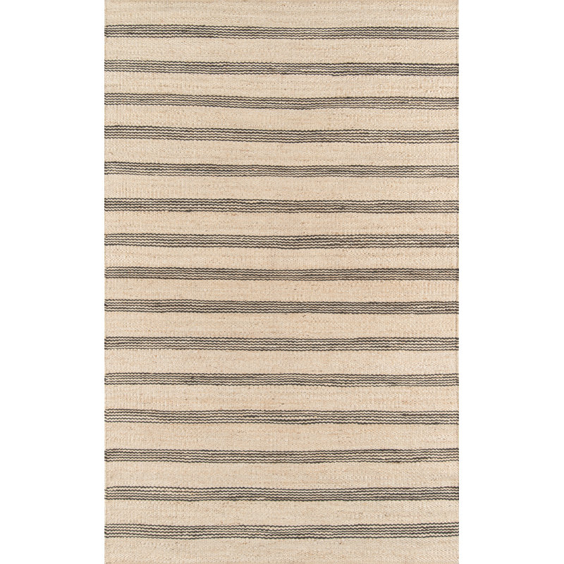 Tapis gris anthracite tissé à plat à la main Aahil, Rectangle 5 pi x 7 pi