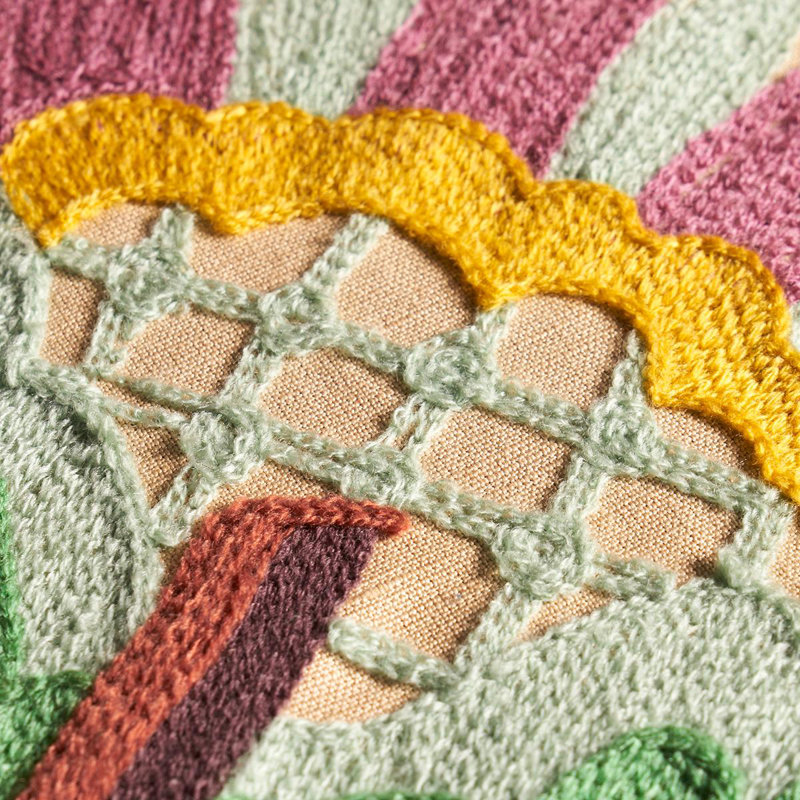 Tissu de broderie Lupita, Crème / menthe