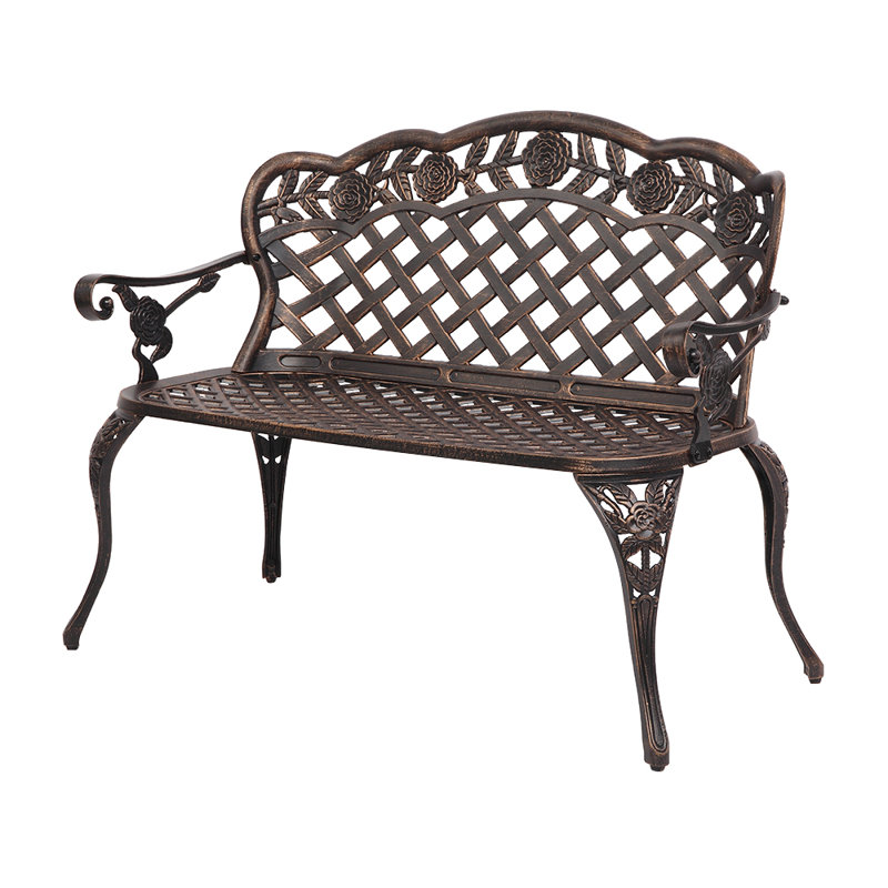 Banc de parc en aluminium coulé Arielah, Bronze