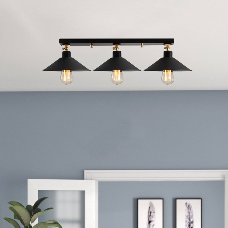 Lustre industriel moderne, structure en métal noir, 31,5 po de diamètre x 6,7 po de hauteur | 3 x douilles E27 de 40 W maximum | Design scandinave élégant | Parfait pour la salle à manger et les espaces de vie, solution d'éclairage élégante et contemporaine