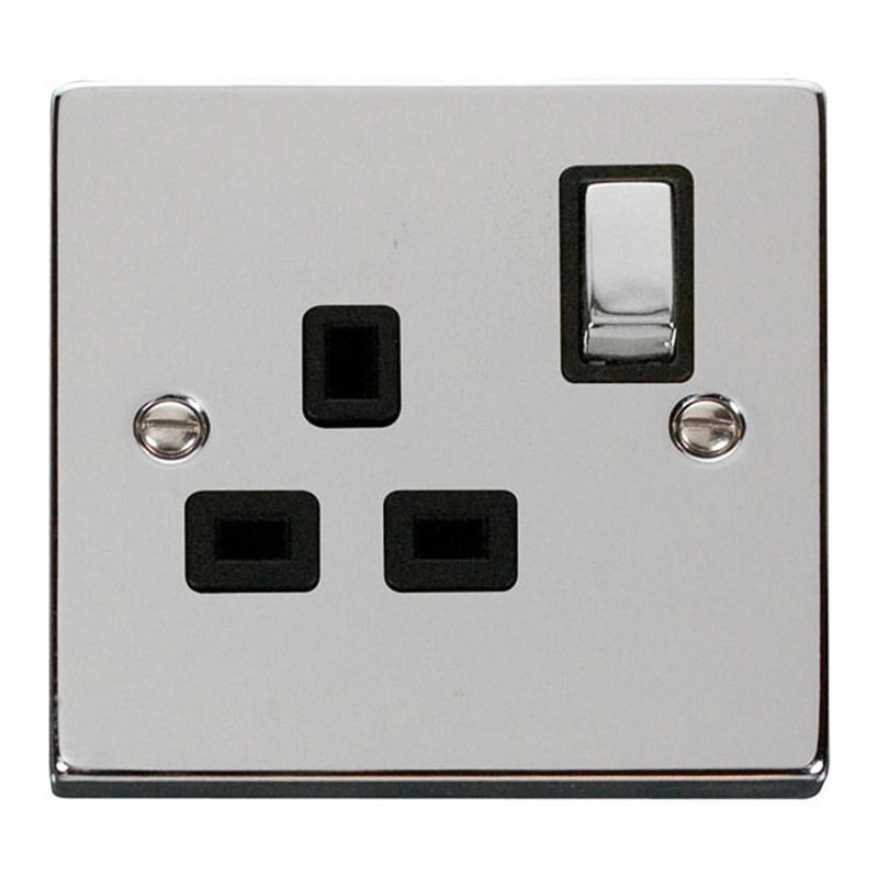 Polished Chrome 1 Gang 13A DP Ingot Switched Plug Socket