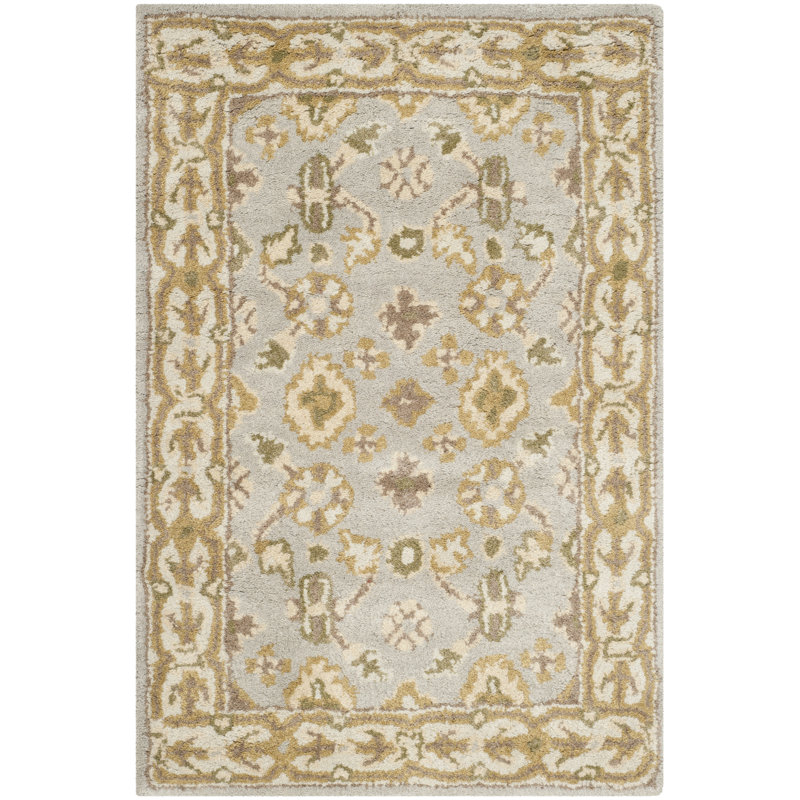 Tapis bleu clair / ivoire en laine touffeté à la main Tosca, Rectangle 3 pi x 5 pi